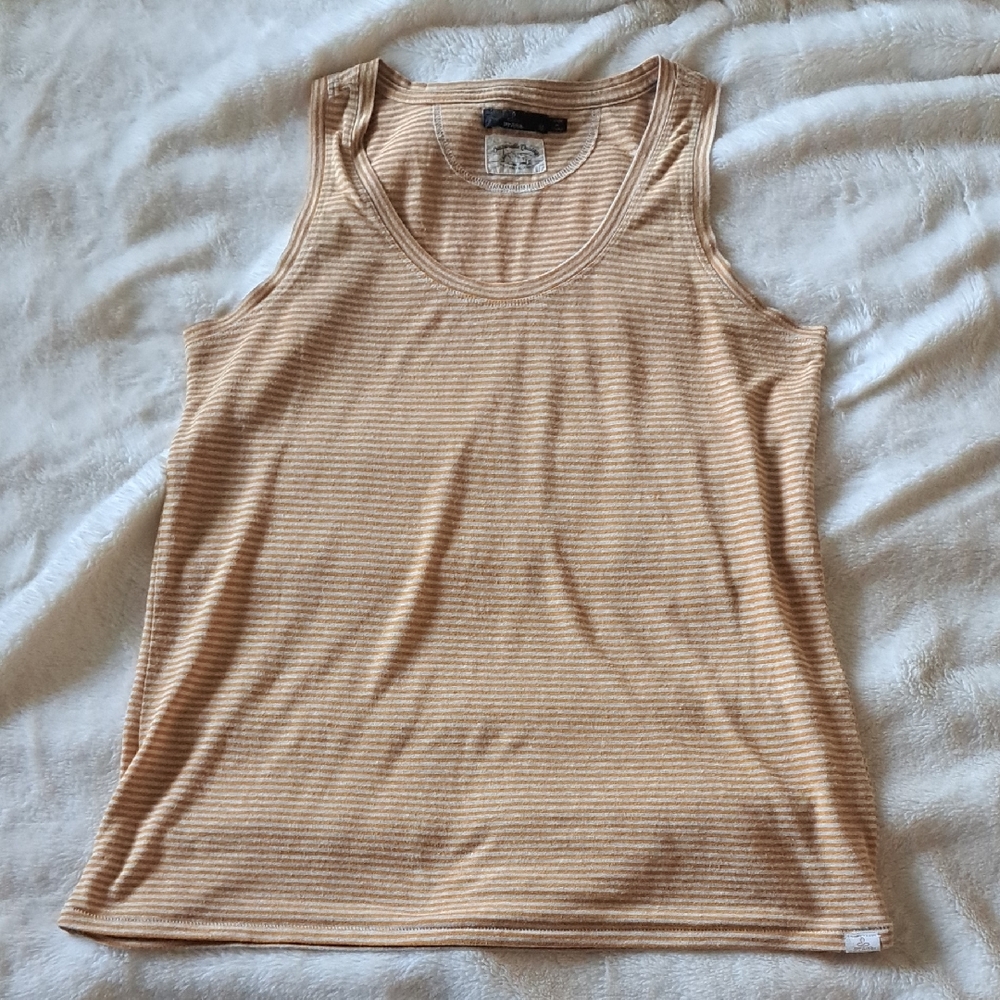Prana Tan Ribbed Fitted Sleeveless Tank Top
